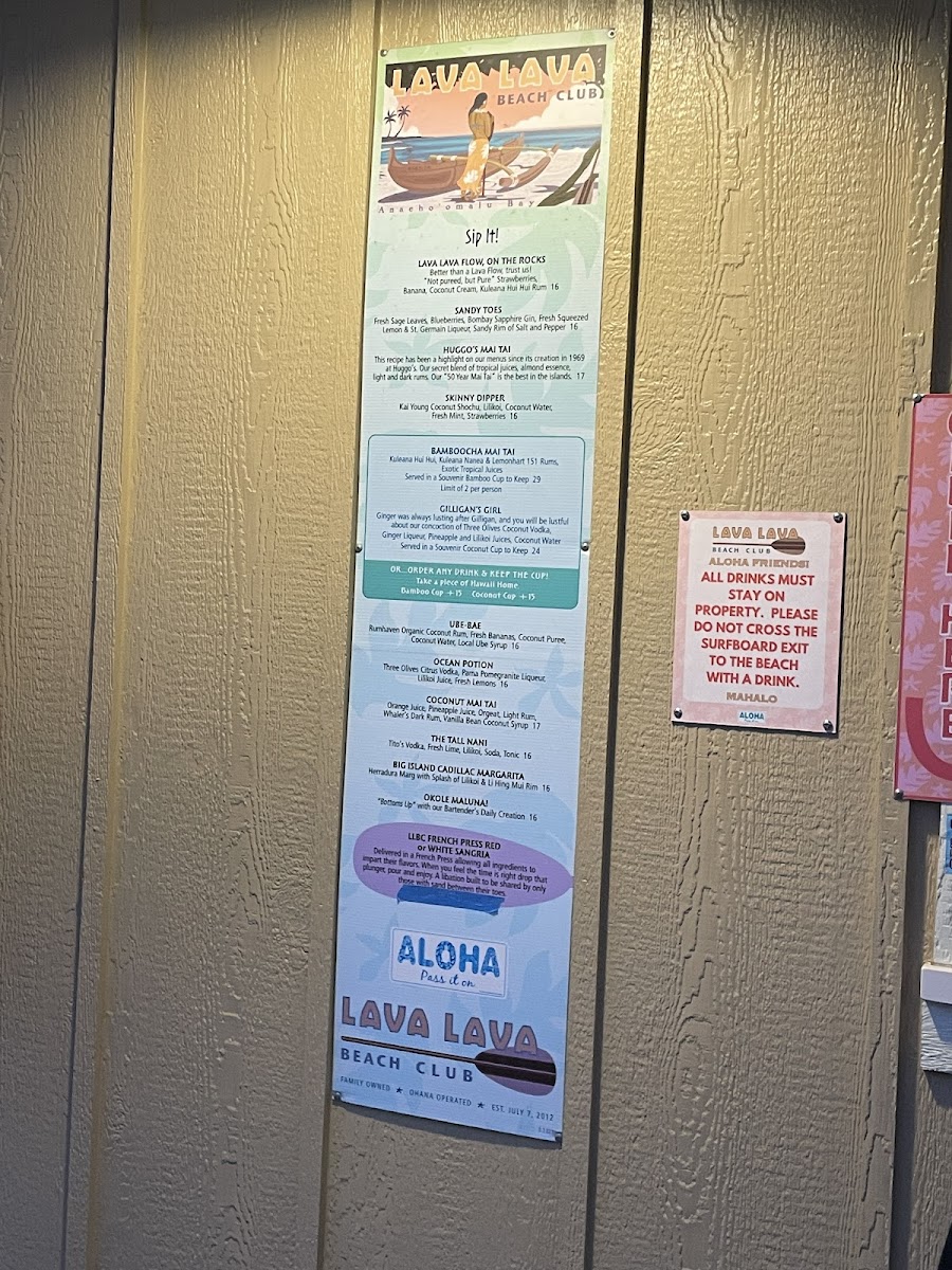 Lava Lava Beach Club Menu - Image 2