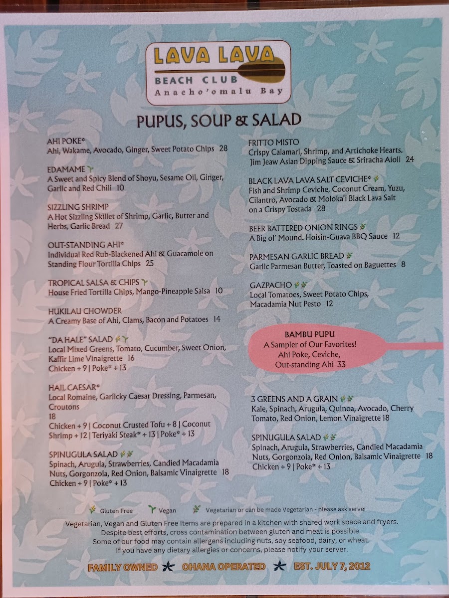 Lava Lava Beach Club Menu - Image 3